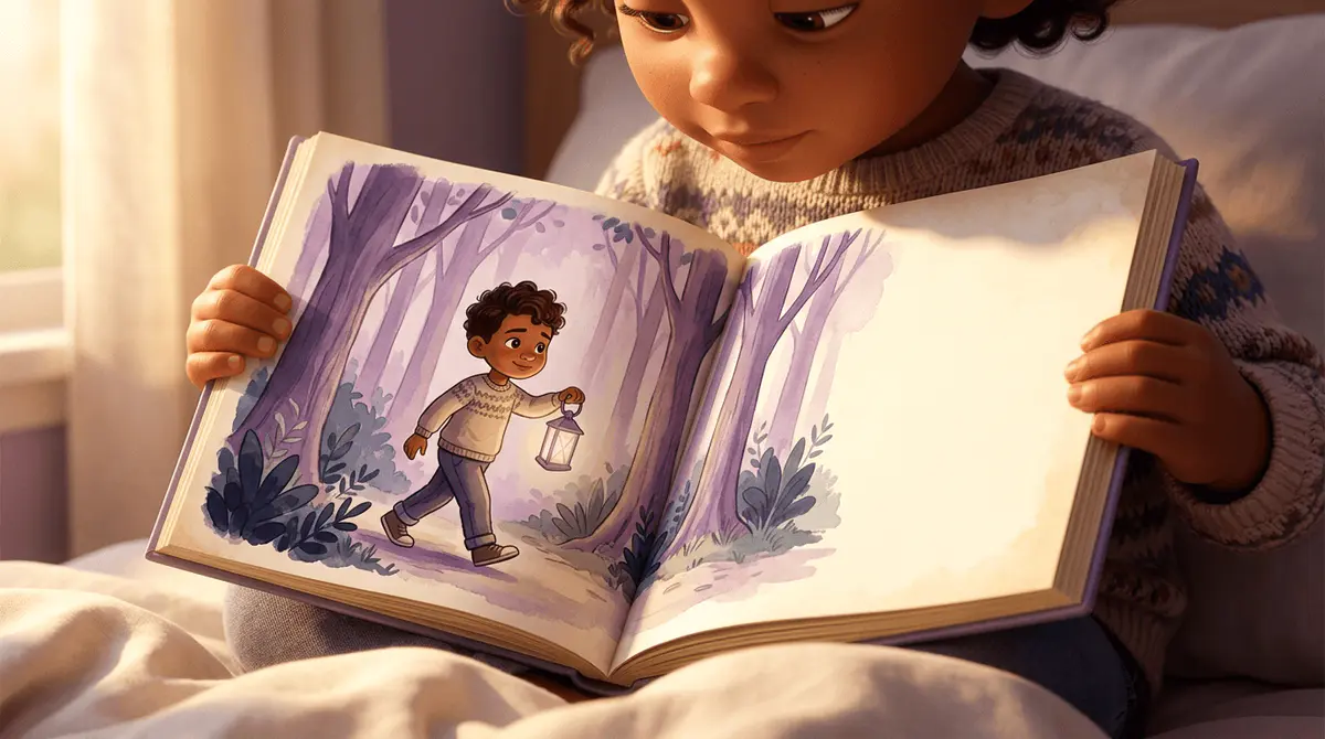Effet miroir — enfant tenant un livre où il devient héros