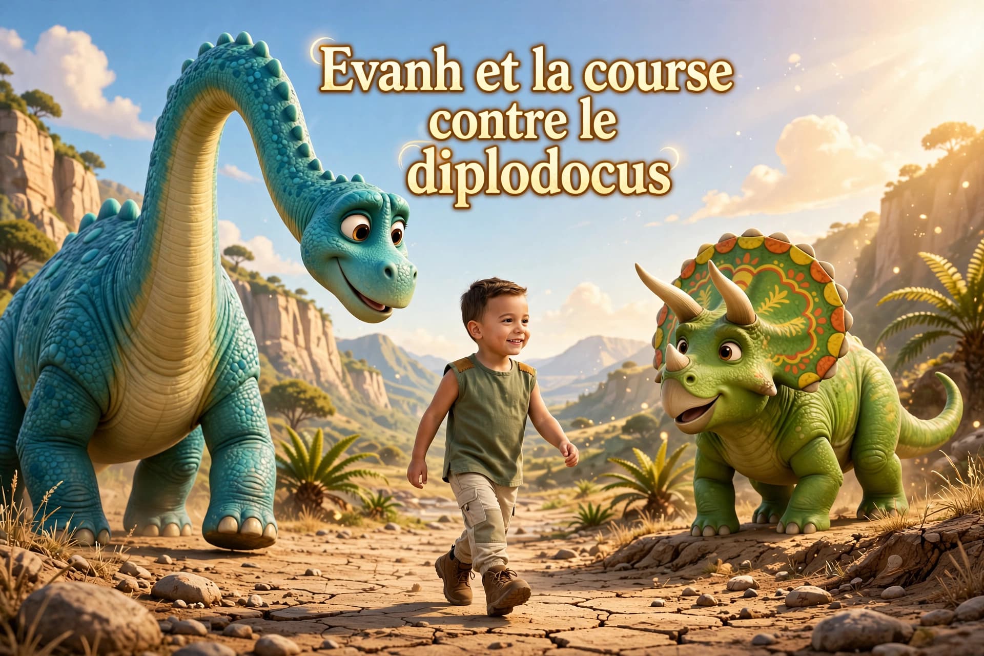 Evanh et la course contre le diplodocus